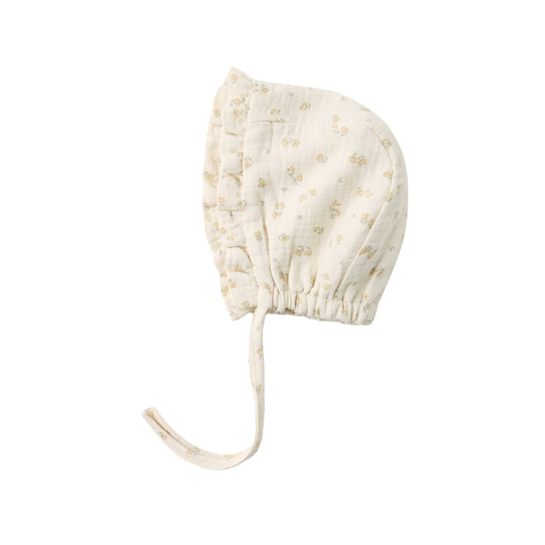Quincy Mae - Ruffle Bonnet (Golden Floral)