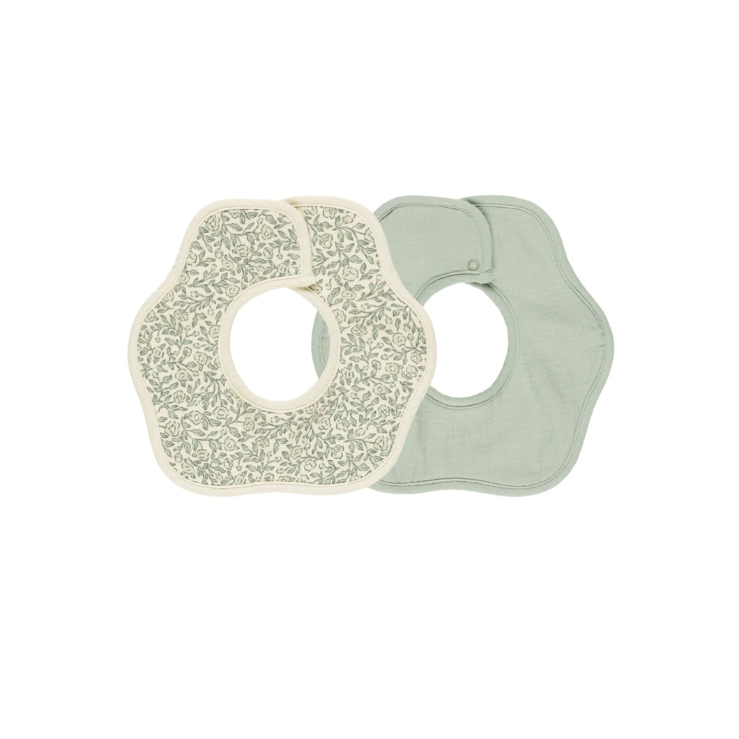 Quincy Mae - Flower Bib 2 Pack (Green Garden / Sage)