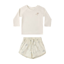 Load image into Gallery viewer, Quincy Mae - Rashguard White + Boys Swim Short (Dinosaur)

