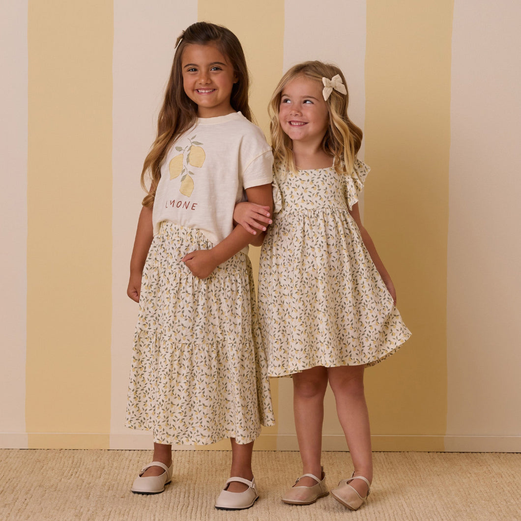 Rylee + Cru - Tiered Midi Skirt (Lemons)