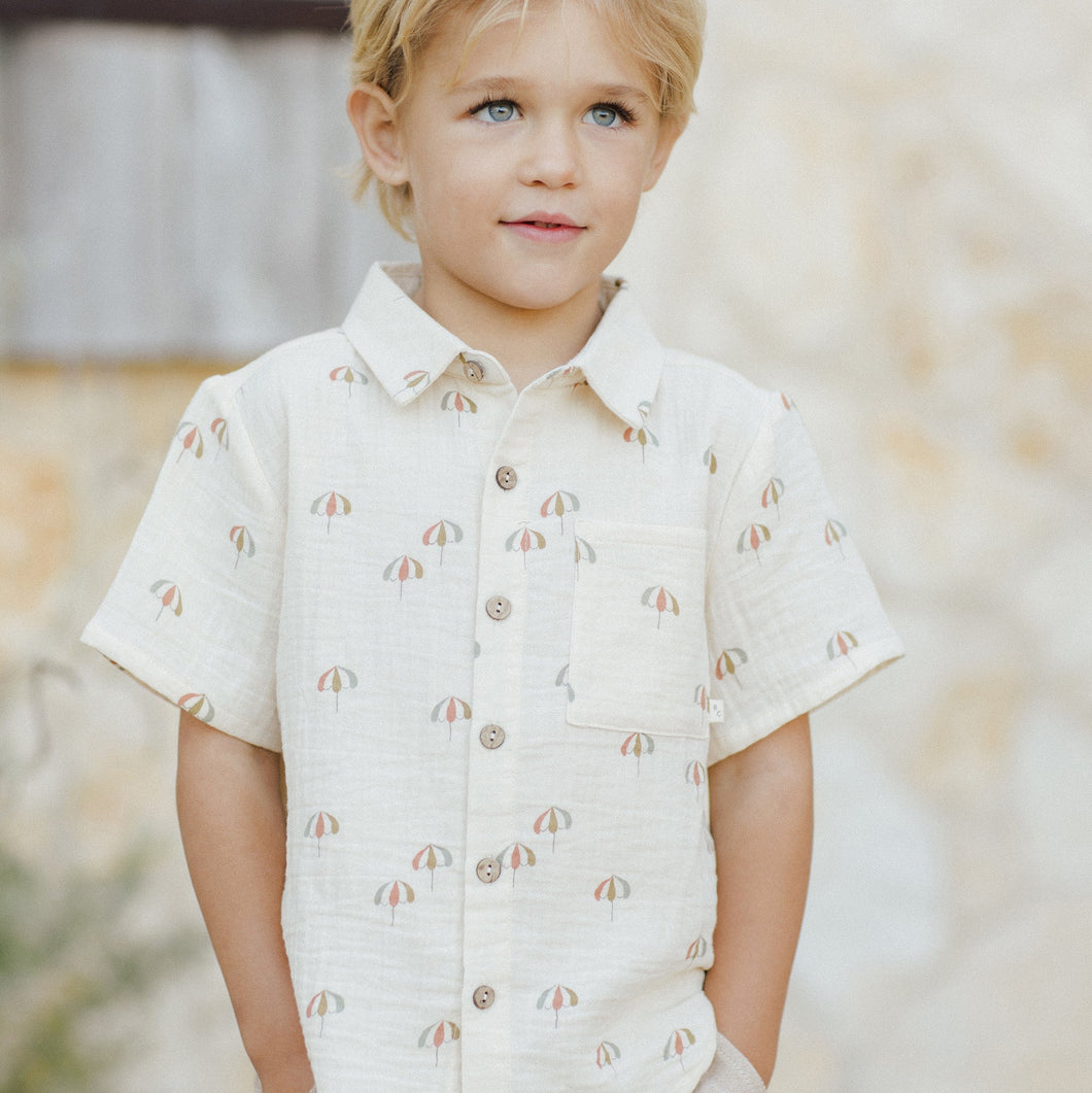 Rylee + Cru - Collared Short Sleeve Shirt || Umbrellas