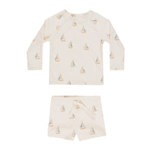 Load image into Gallery viewer, Rylee + Cru - Rashguard Boy Set (Sailboats)

