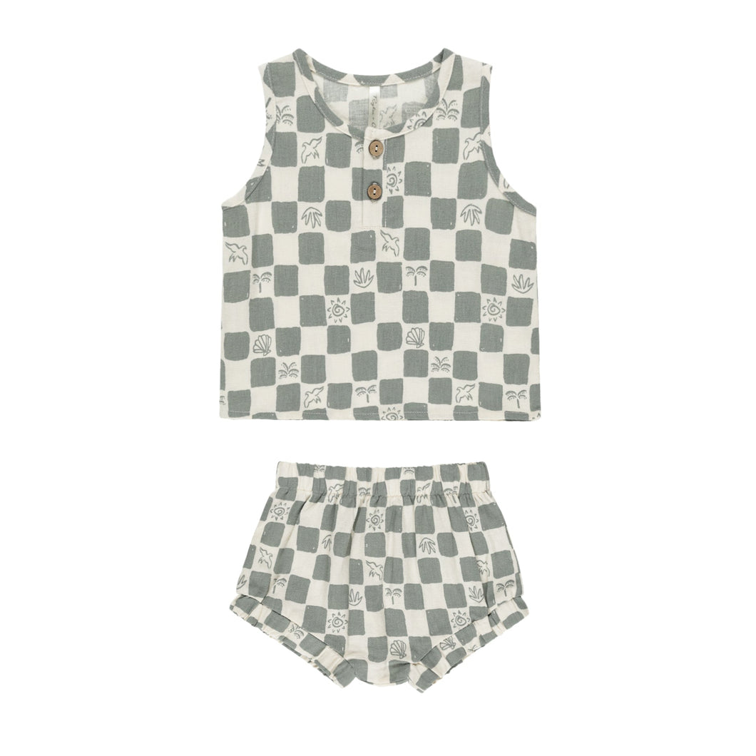 Rylee + Cru - Baby Tank Set (Coastal Check)