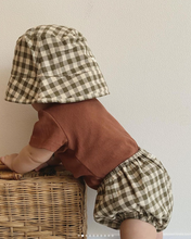 Load image into Gallery viewer, Organic Zoo - Olive Gingham Bucket Sun Hat
