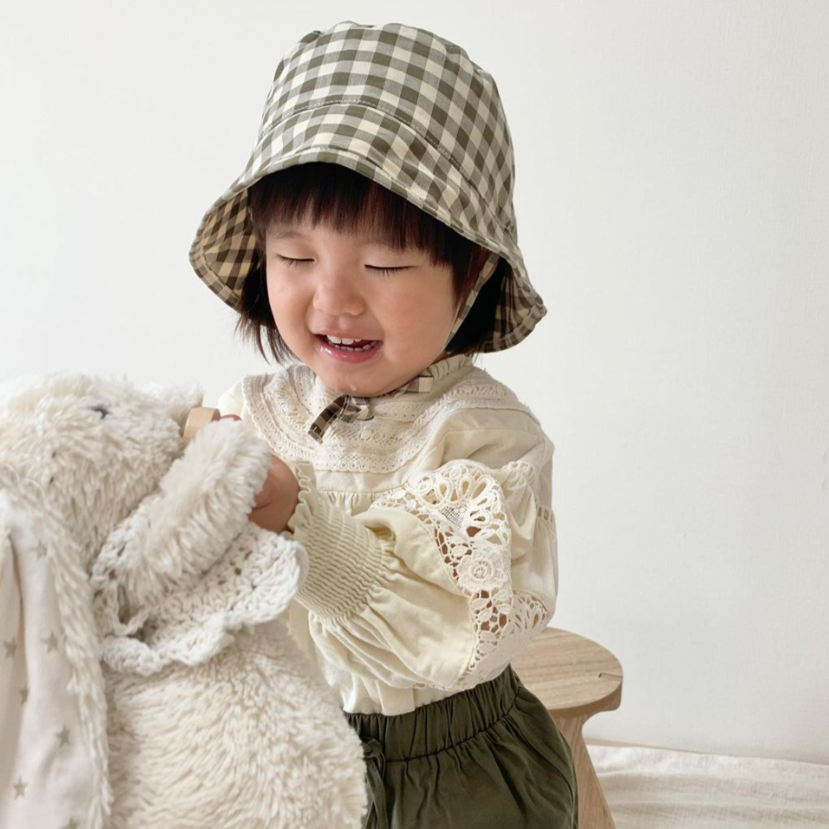 Organic Zoo - Olive Gingham Bucket Sun Hat