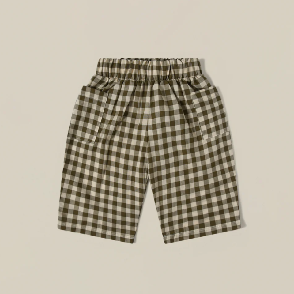 Organic Zoo - Olive Gingham Fisherman Pants