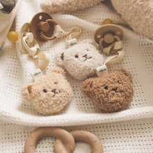 Load image into Gallery viewer, Cream Teddy Bear Pacifier Clip
