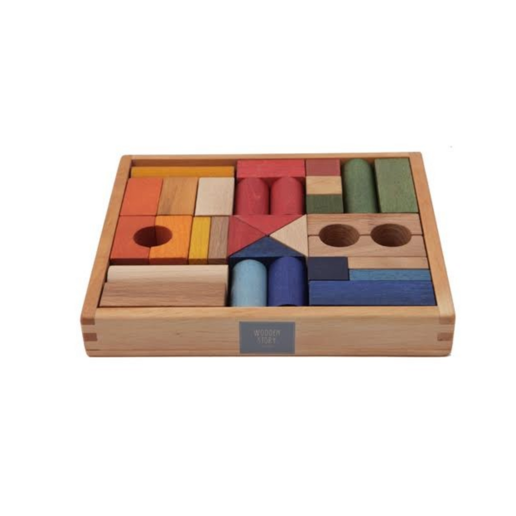 Wooden Story - Rainbow Blocks in Tray 30 PCS