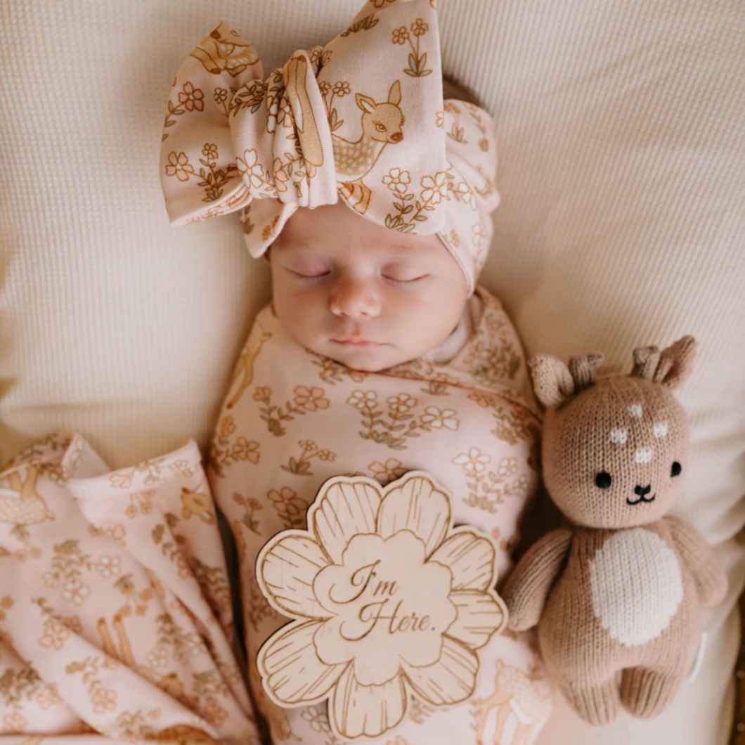 My Dearest Jersey Swaddle + Topknot Set