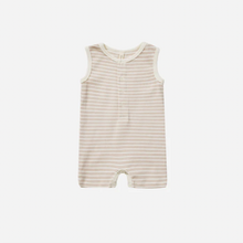 Load image into Gallery viewer, Quincy Mae - Ribbed Henly Romper (Oat Stripe)
