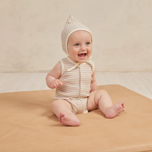 Load image into Gallery viewer, Quincy Mae - Ribbed Henly Romper (Oat Stripe)
