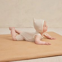 Load image into Gallery viewer, Quincy Mae - Ribbed Henly Romper (Oat Stripe)
