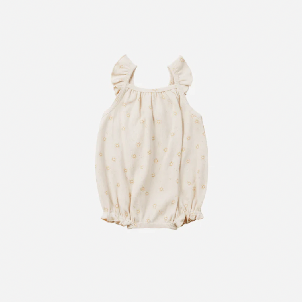 Quincy Mae - Ribbed Ruffle Romper (Suns)