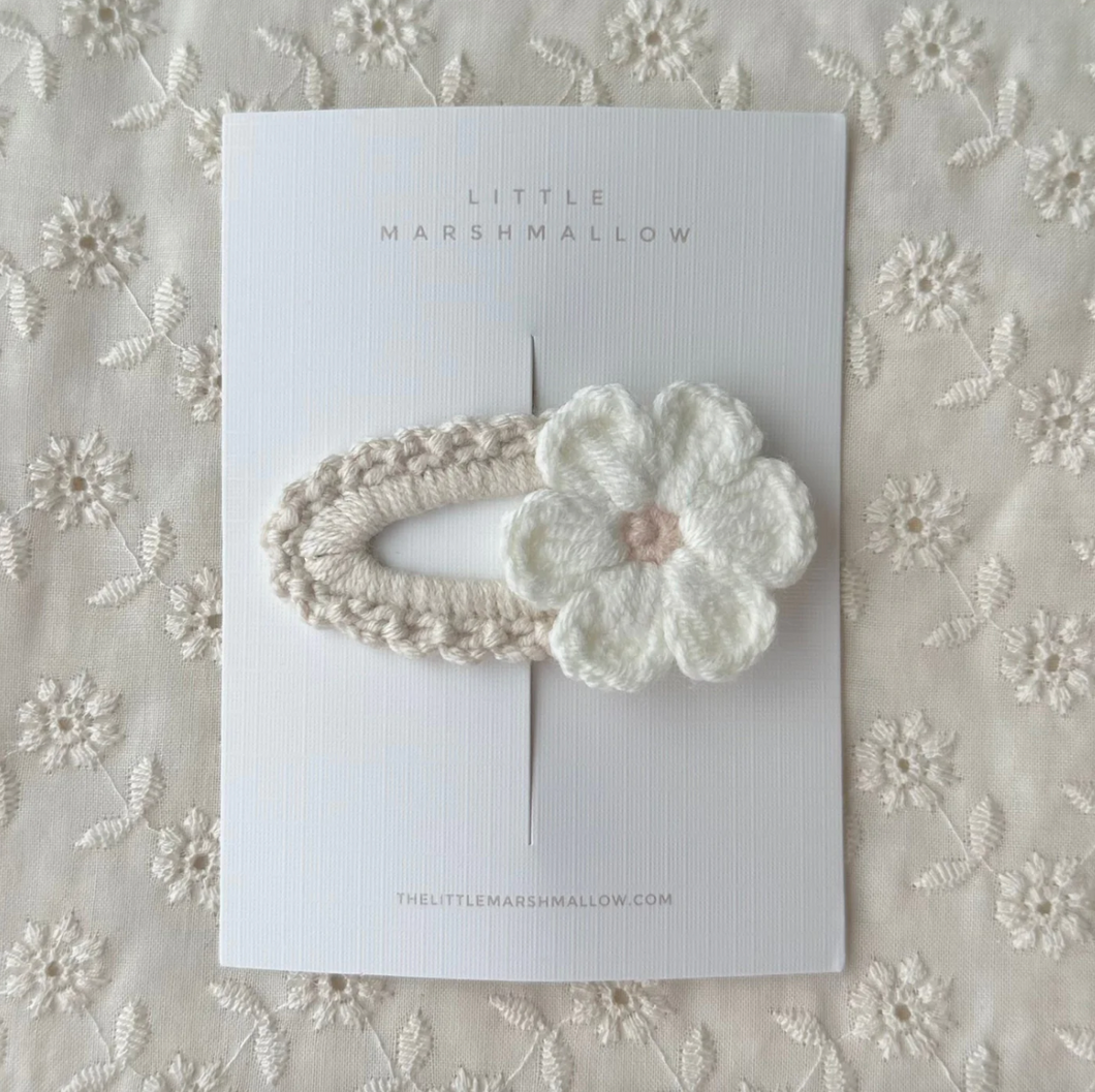 Flower Crochet Clip - Oatmeal