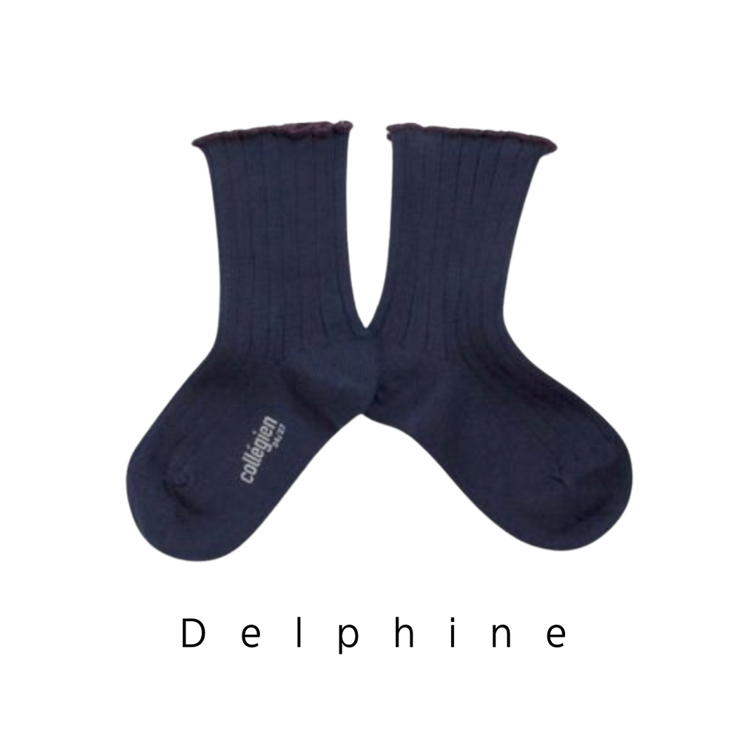Collegien | Delphine - Lettuce Trim Ribbed Socks (Nuit Etoille)