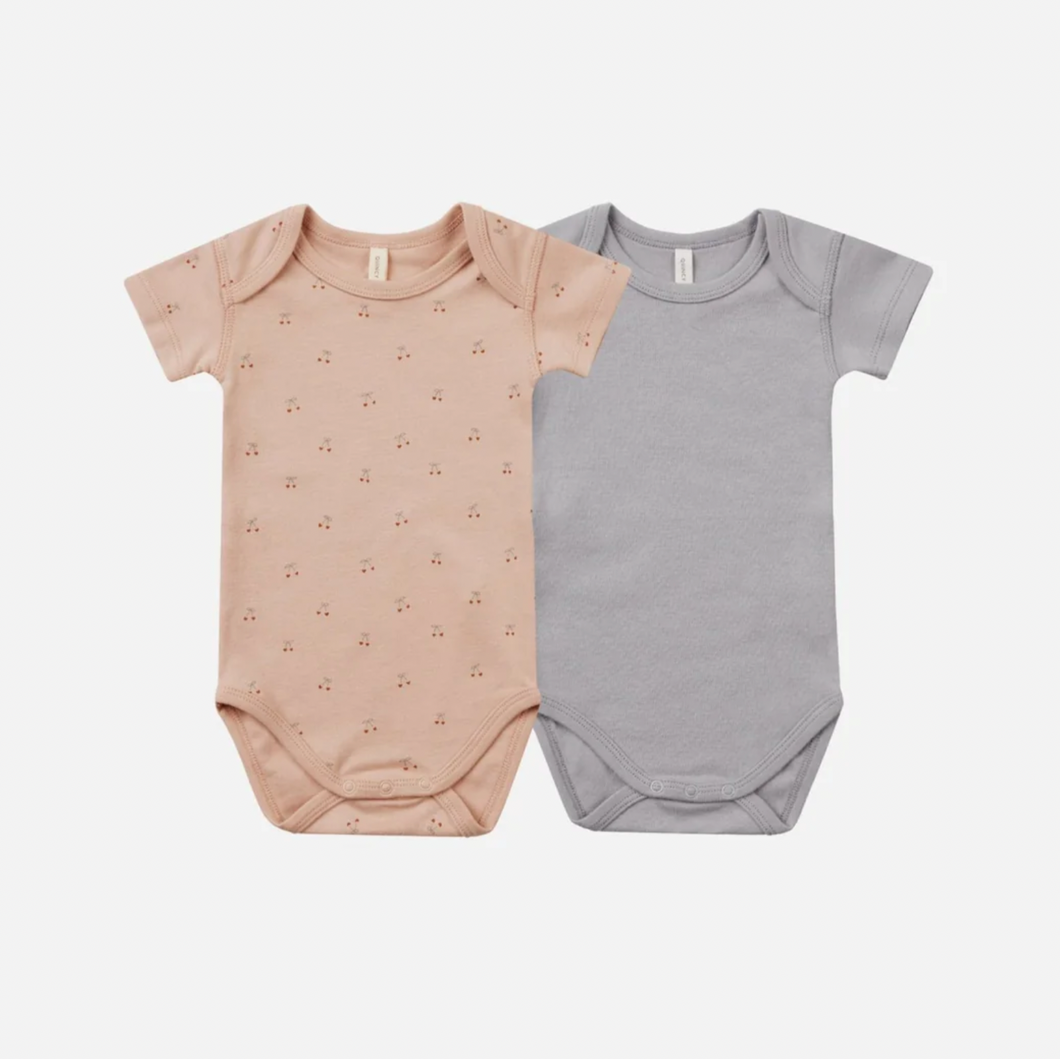 Quincy Mae - Bodysuit 2 PK (Cherries, Periwinkle)