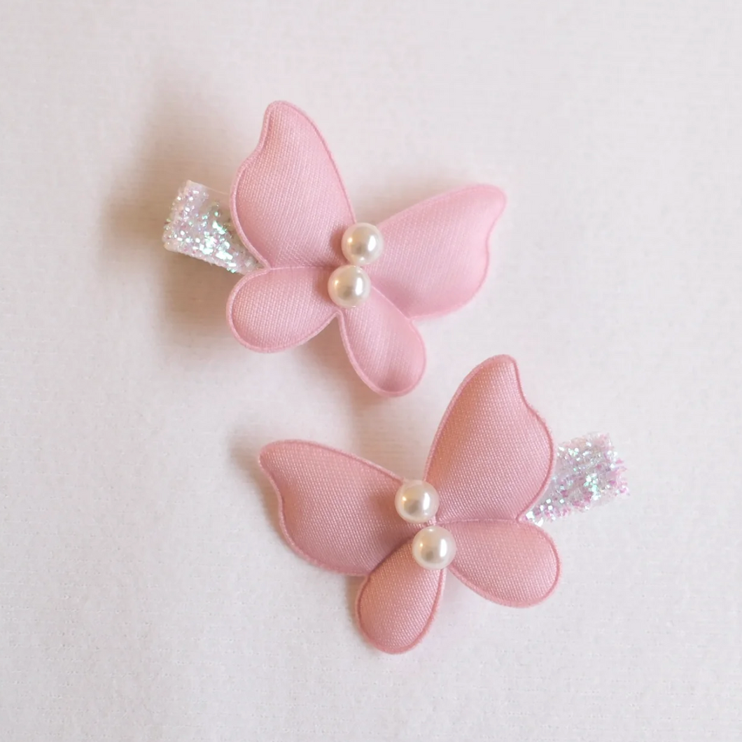 髮夾2入 // Glitter Butterfly Clip Pigtail // Rosy Glow