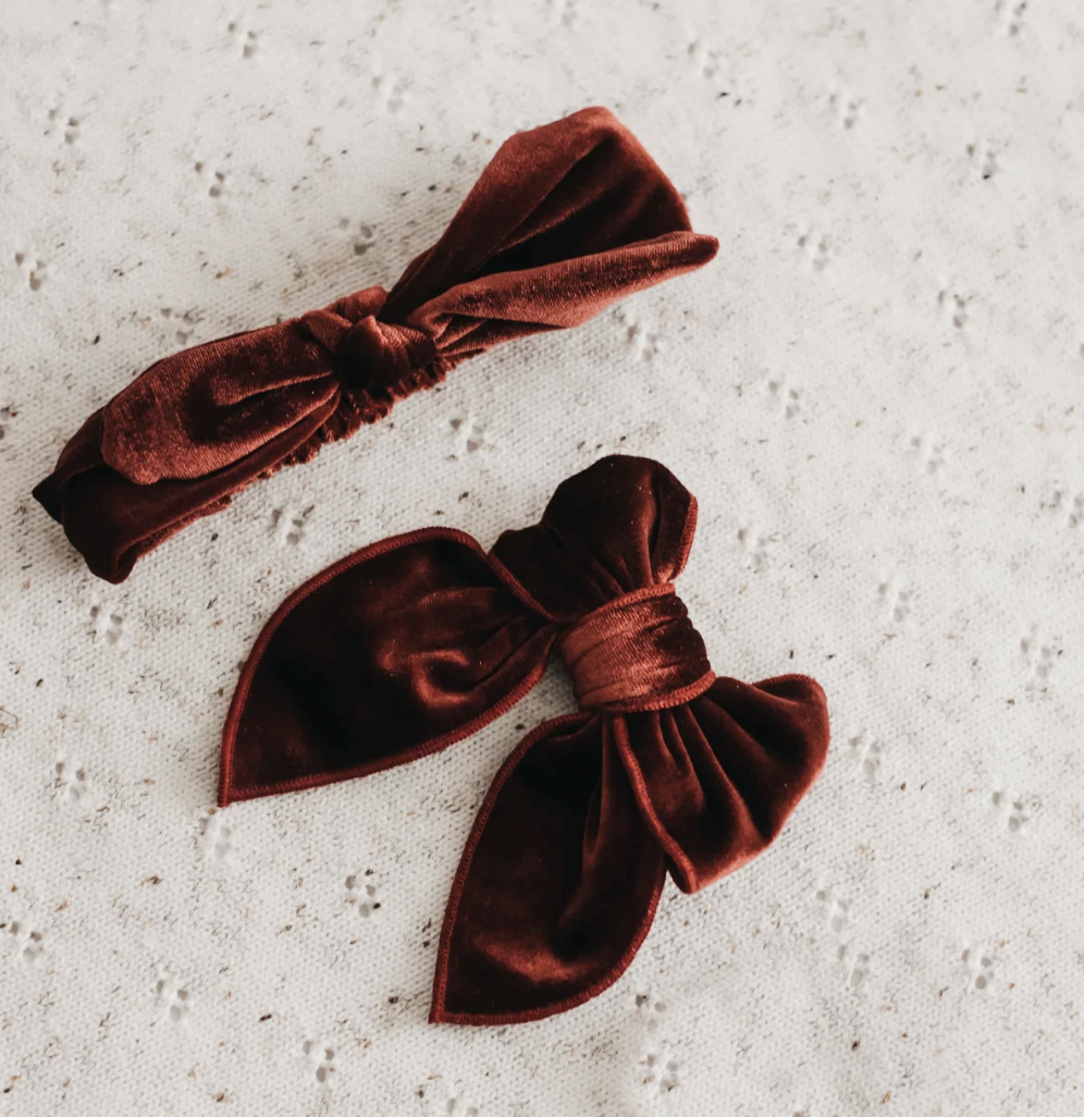 [🎄限定] 紅天鵝絨髮帶/蝴蝶結