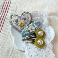 將圖片載入圖庫檢視器 [預購] Angelabon 刺繡髮夾 (紫 Heart)
