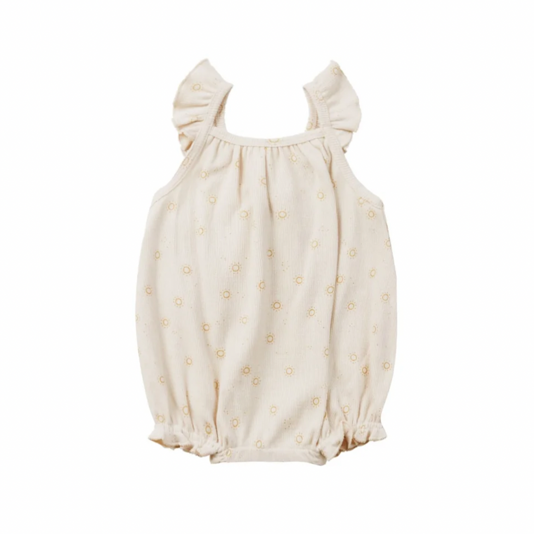 Quincy Mae - Ribbed Ruffle Romper (Suns)