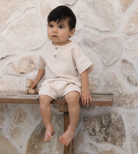 Load image into Gallery viewer, Quincy Mae - Woven Boxy Top Short Set (Oat Check)
