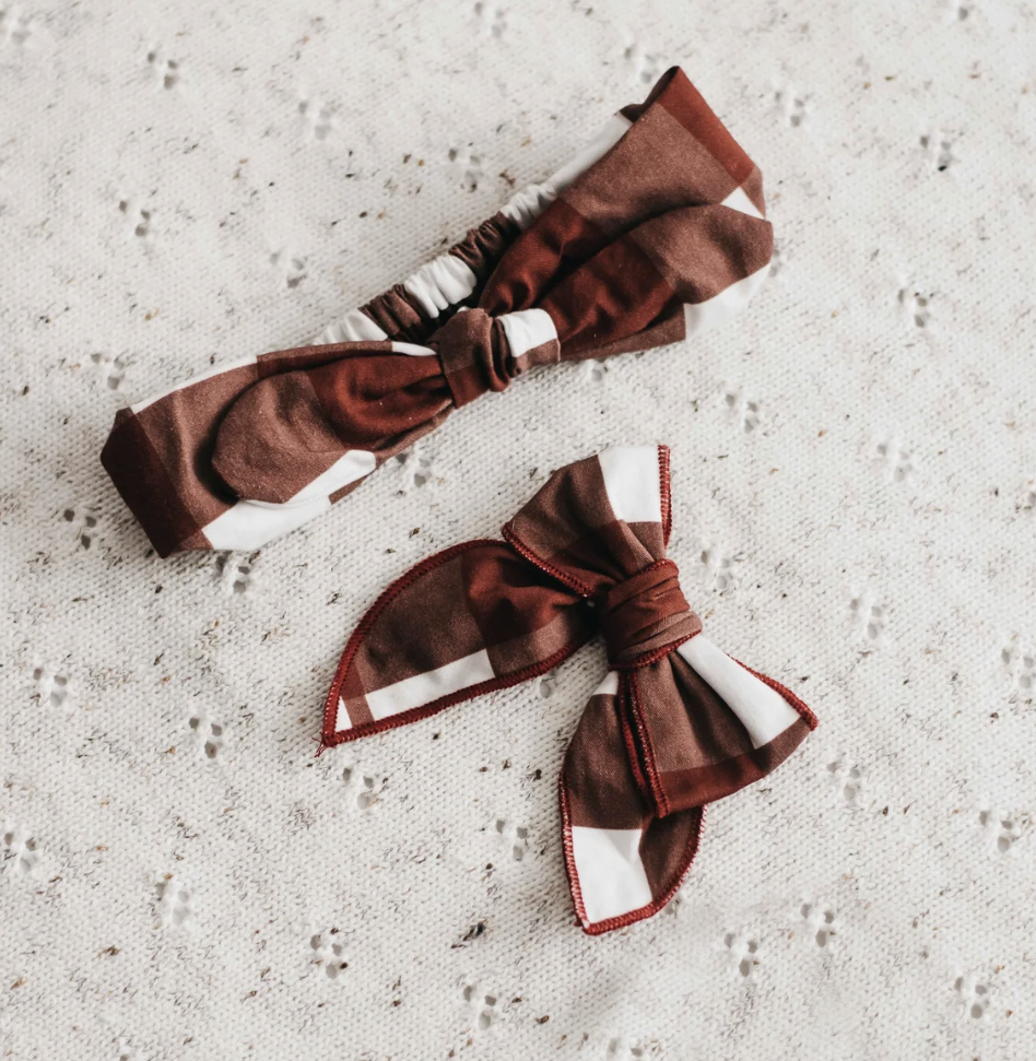 [🎄限定] 紅格紋髮帶/蝴蝶結