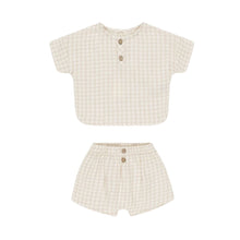 Load image into Gallery viewer, Quincy Mae - Woven Boxy Top Short Set (Oat Check)
