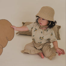 Load image into Gallery viewer, Organic Zoo - Grid Check Bucket Sun Hat Wheat
