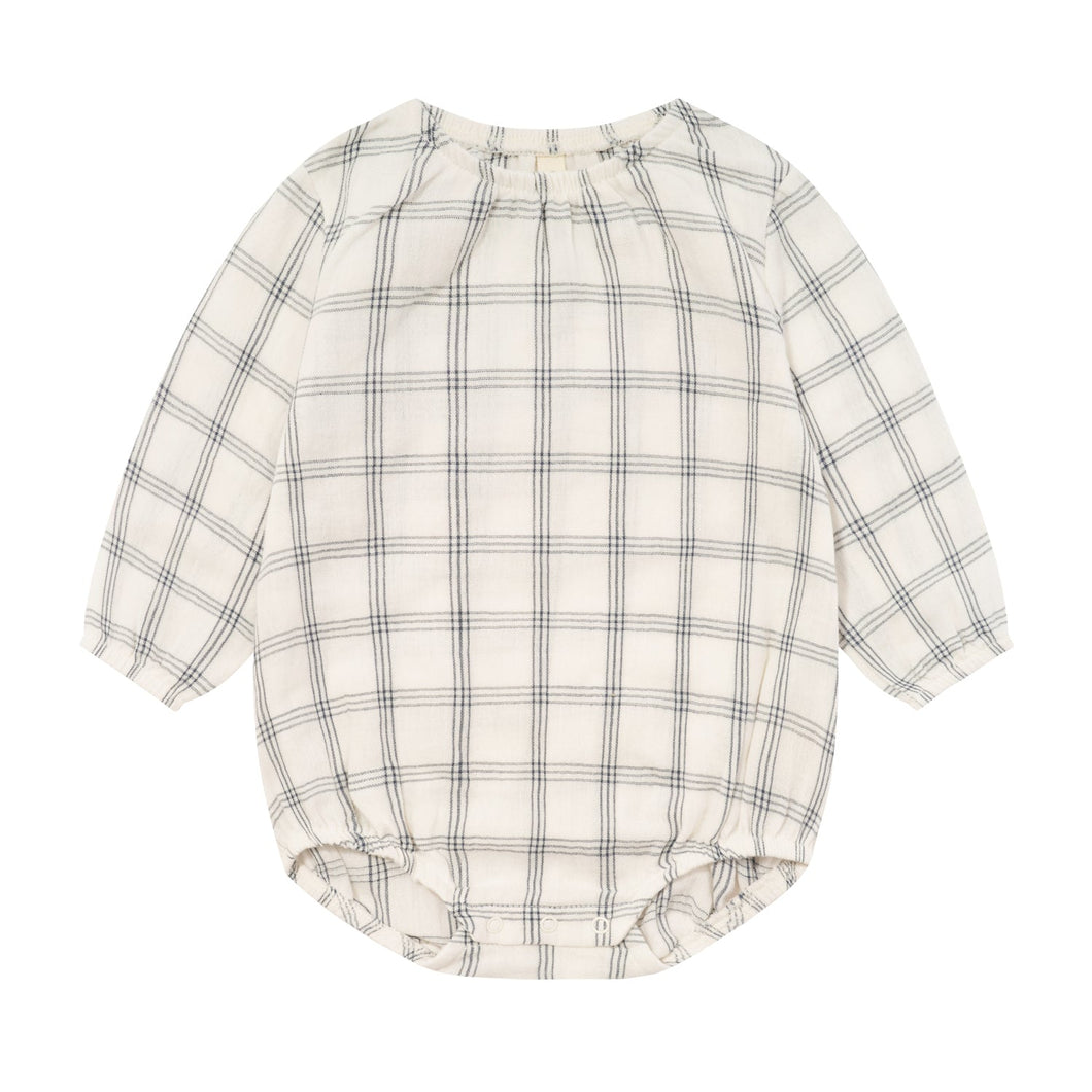 Organic Zoo - Navy Window Check Long Sleeve Bodysuit