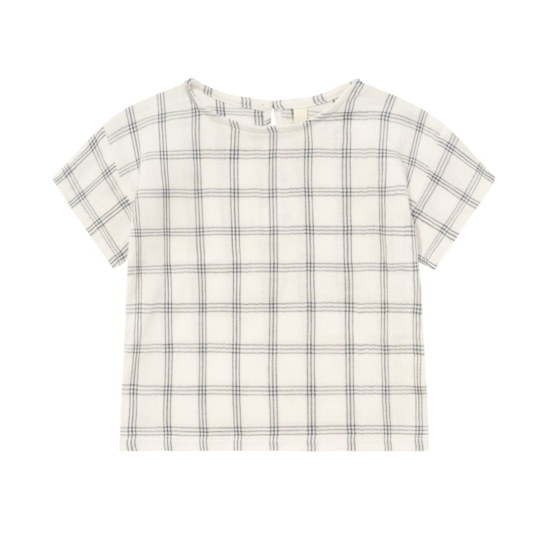 Organic Zoo - Navy Window Check Boxy T-Shirt