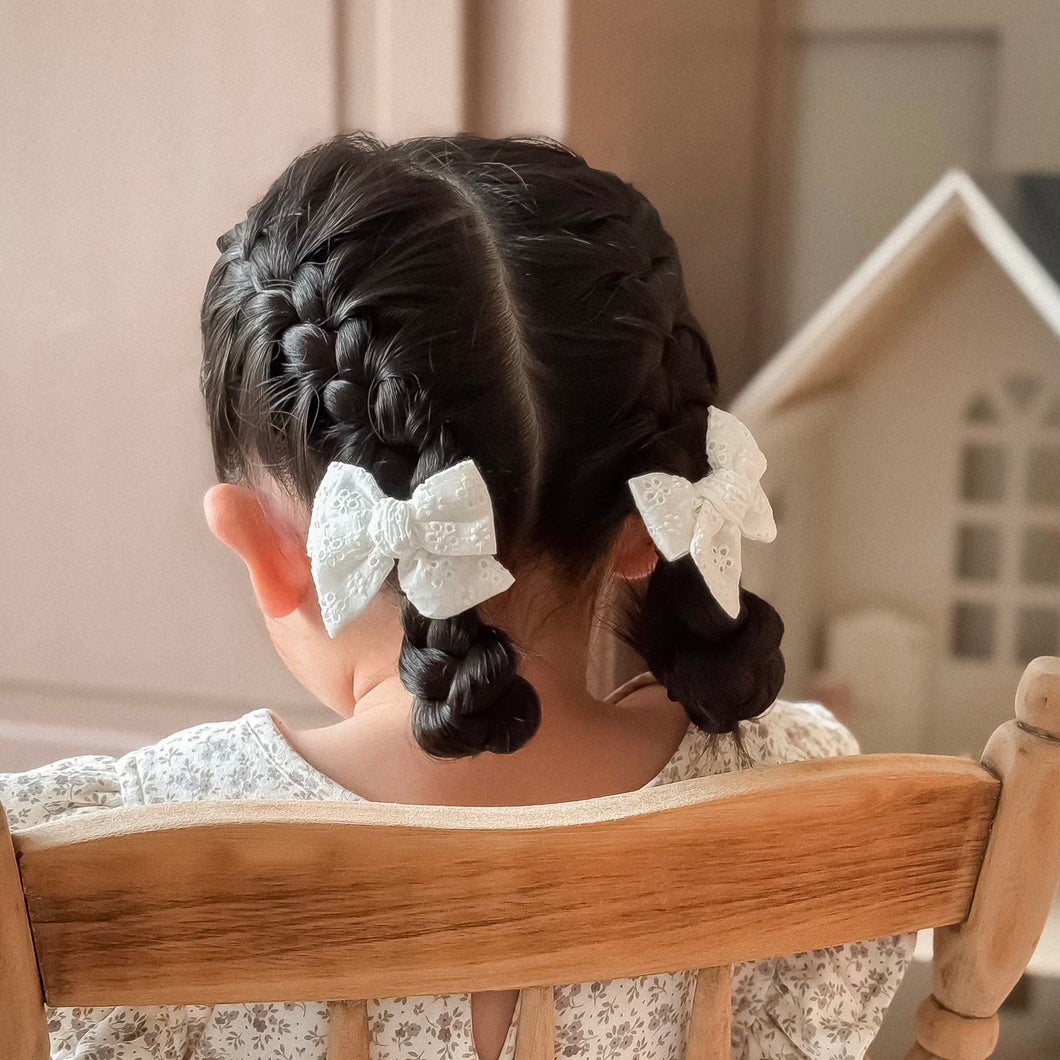髮夾2入 // Pinwheel Pigtail Set - Dove Eyelet