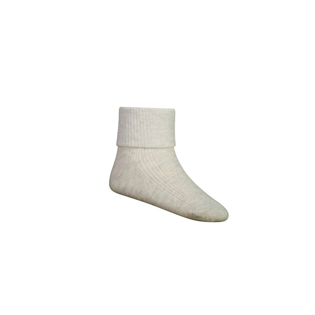 Jamie Kay - Classic Rib Ankle Sock - Oatmeal Marle 3-12M