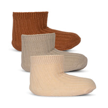 Load image into Gallery viewer, Konges Slojd - 3 Pack Rib Socks (SUN/LEATHER/MILK)
