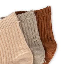 Load image into Gallery viewer, Konges Slojd - 3 Pack Rib Socks (SUN/LEATHER/MILK)
