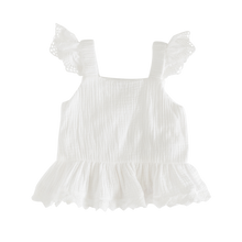 Load image into Gallery viewer, Bella Winged Muslin Peplum Top - White
