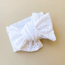 Load image into Gallery viewer, Bambi Eyelet Topknot - White
