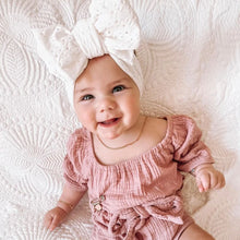 Load image into Gallery viewer, Bambi Eyelet Topknot - White
