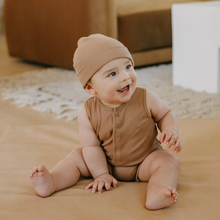 Load image into Gallery viewer, Quincy Mae - Ribbed Henley Romper (Clay)
