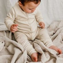 Load image into Gallery viewer, Organic Long Sleeve Zip Jumpsuit - White (Pointelle) 6-12M
